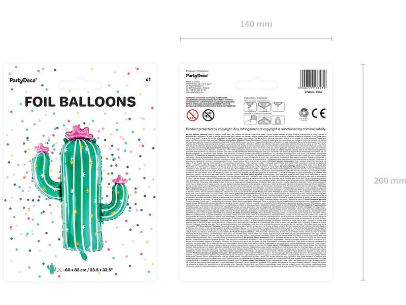 Partydeco Folienballon Cactus Grün