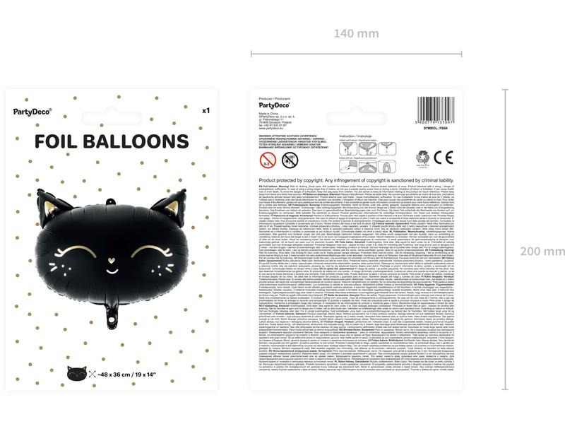 Partydeco Folienballon Cat Gold/Schwarz
