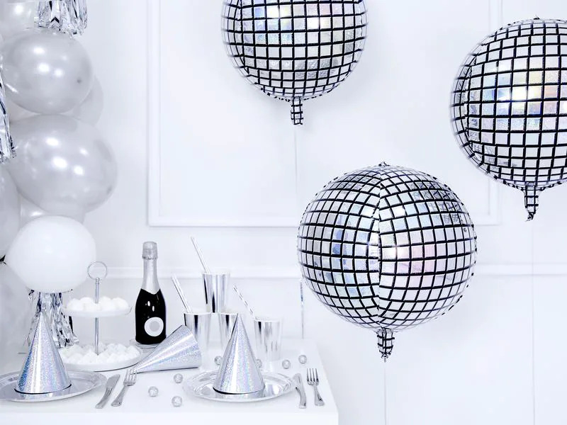 Partydeco Folienballon Disco Ball Silber