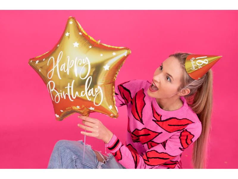 Partydeco Folienballon Happy Birthday Gold