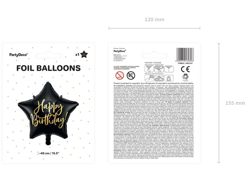 Partydeco Folienballon Happy Birthday Gold/Schwarz
