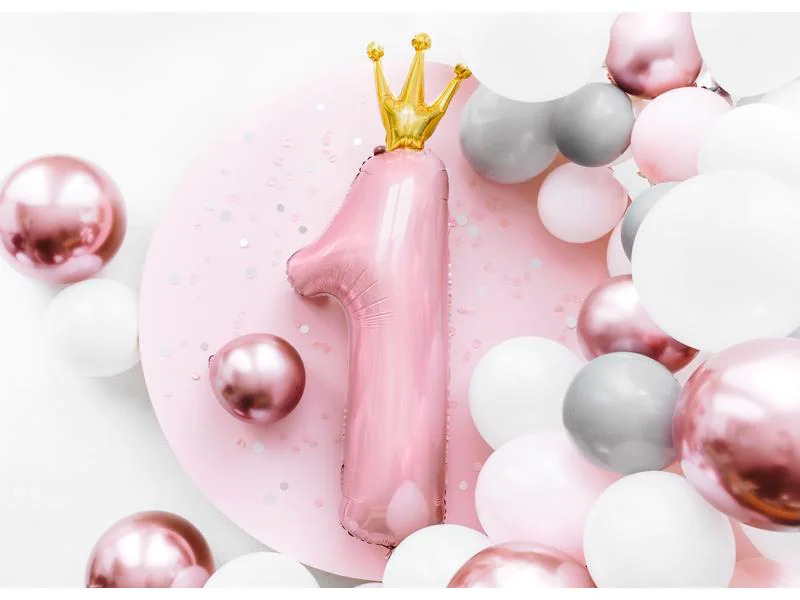 Partydeco Folienballon Number 1 Gold/Rosa