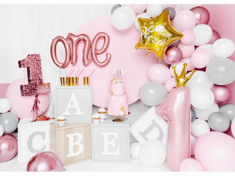 Partydeco Folienballon Number 1 Gold/Rosa