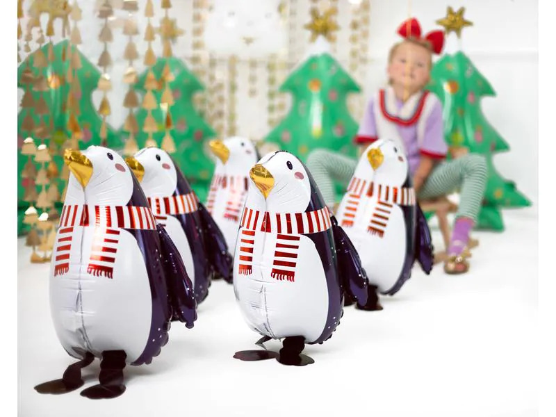 Partydeco Folienballon Penguin Rot/Schwarz/Weiss