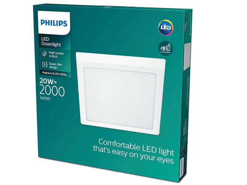 Philips Deckenleuchte Slim Surface 20 W, 2700 K, Weiss