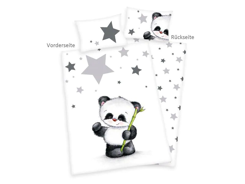 Herding Kinderbettwäsche Panda 100x135 cm + 40x60 cm