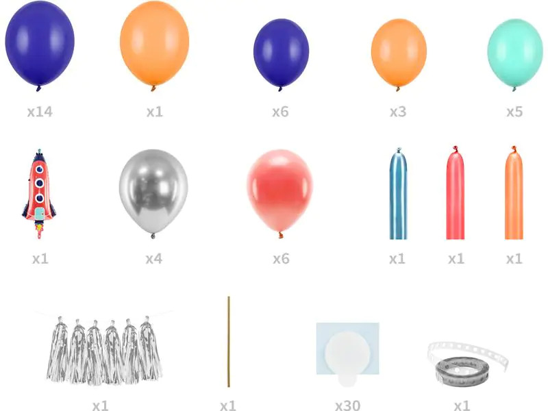 Partydeco Luftballon Rakete Mehrfarbig, 154 x 130 cm, 15-teilig