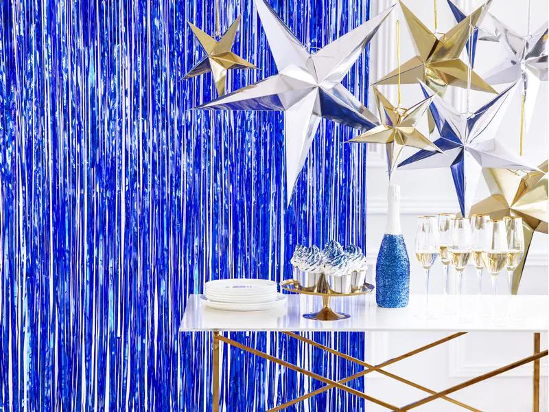 Partydeco Partyaccessoire Vorhang 90 x 250 cm, Dunkelblau