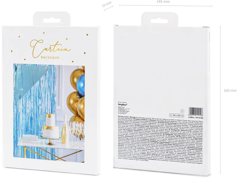 Partydeco Partyaccessoire Vorhang 90 x 250 cm, Hellblau