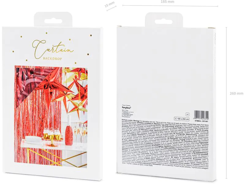 Partydeco Partyaccessoire Vorhang 90 x 250 cm, Rot