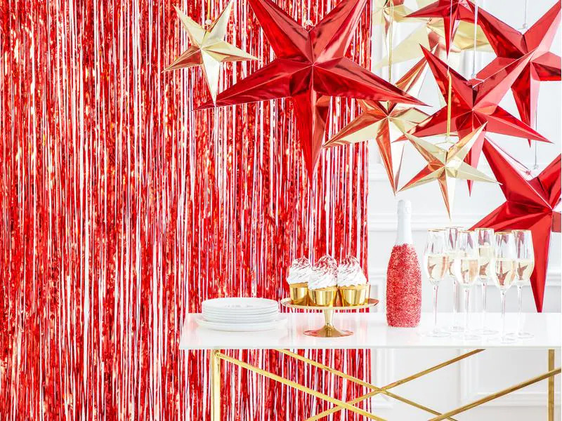 Partydeco Partyaccessoire Vorhang 90 x 250 cm, Rot