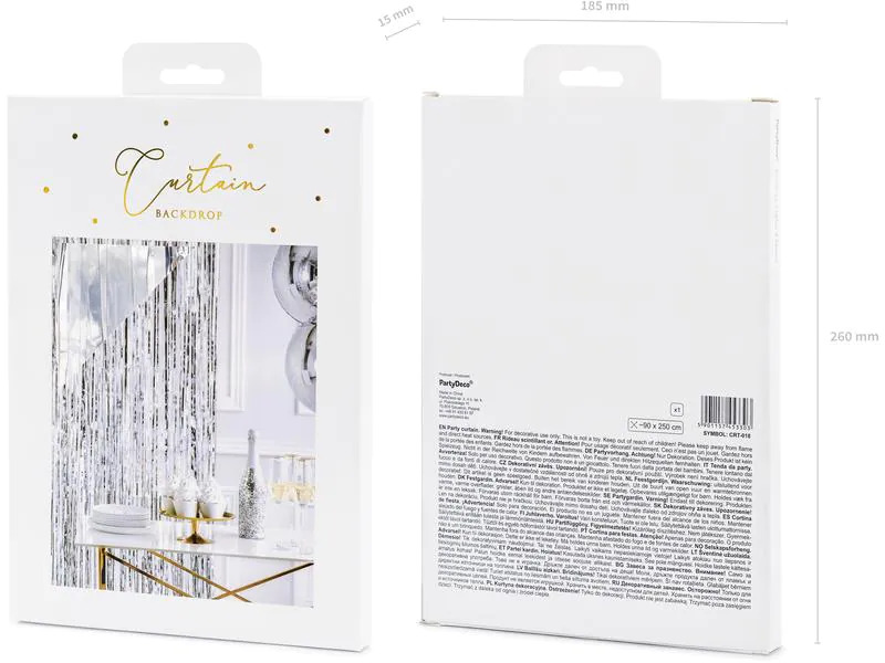 Partydeco Partyaccessoire Vorhang 90 x 250 cm, Silber