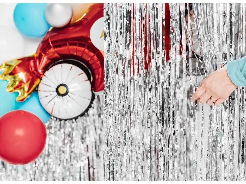 Partydeco Partyaccessoire Vorhang 90 x 250 cm, Silber