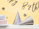 Partydeco Partyhüte holografisch Silber, 16 x 10 cm, 6 Stück