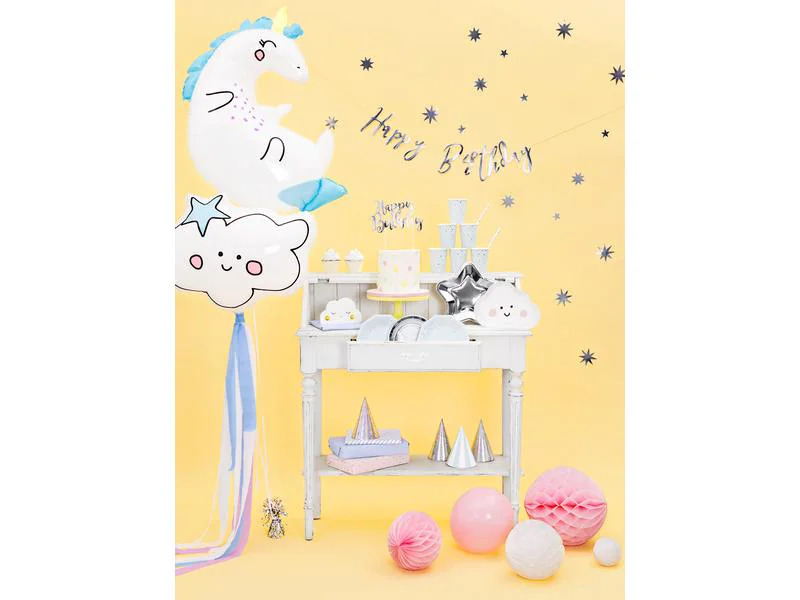 Partydeco Partyhüte holografisch Silber, 16 x 10 cm, 6 Stück