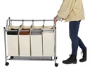 Songmics Wäschesammler mit 4 Fächern 120 l, Beige/Silber