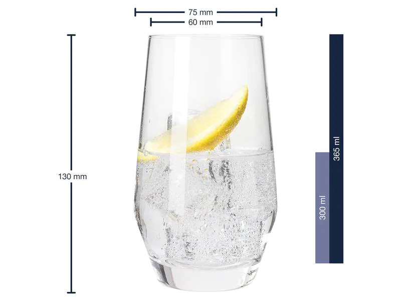 Leonardo Longdrinkglas Puccini 365 ml, 6 Stück, Transparent