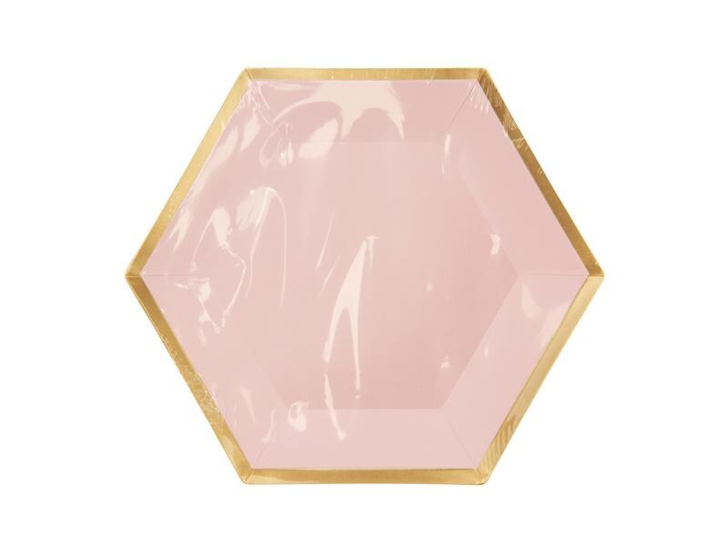 Rico Design Teller Sechseck 16 cm, 10 Stück, Gold/Rosa