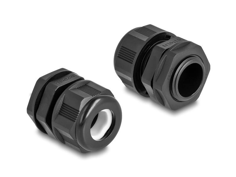 Delock Kabelverschraubung M20, schwarz 2 Stück