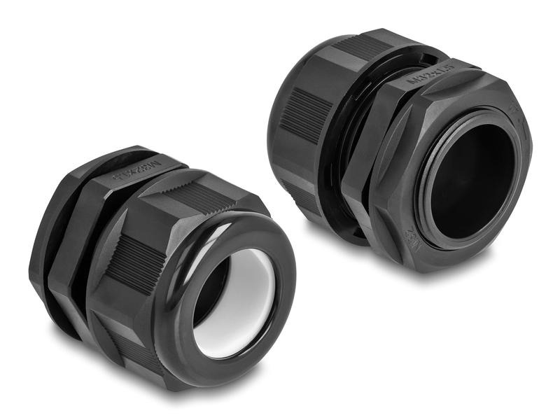 Delock Kabelverschraubung M32, schwarz 2 Stück
