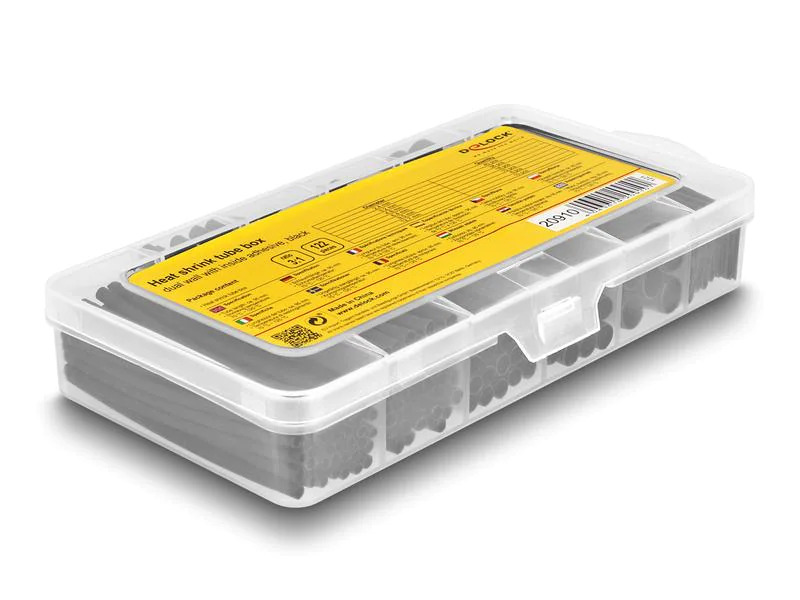 Delock Schrumpfschlauch Sortimentsbox, schwarz, 122-teilig