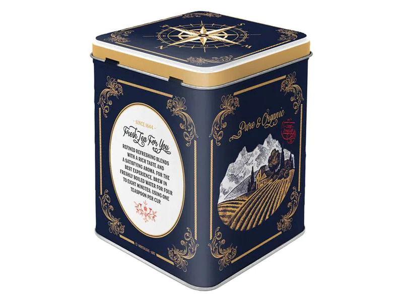 Nostalgic Art Teebeutel-Box Traditional Tea Dunkelblau/Gold/Weiss