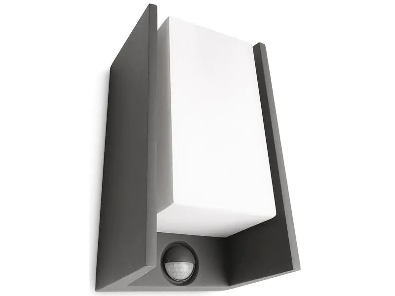 Philips Wandleuchte Bridge, E27, 42W, Anthrazit, Bewegungsmelder