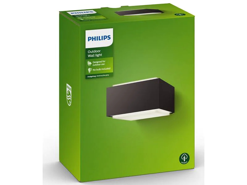 Philips Wandleuchte Hedgehog, E27, max. 42 W, Anthrazit