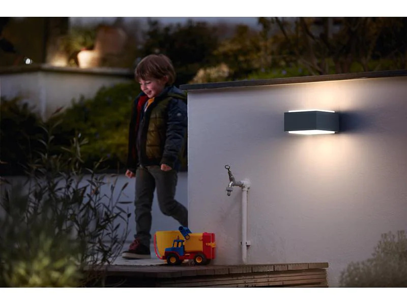 Philips Wandleuchte Hedgehog, E27, max. 42 W, Anthrazit