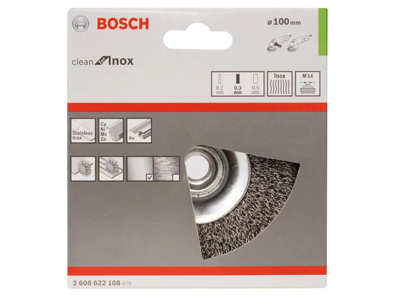 Bosch Professional Kegelbürste gewellt rostfrei, 10 cm