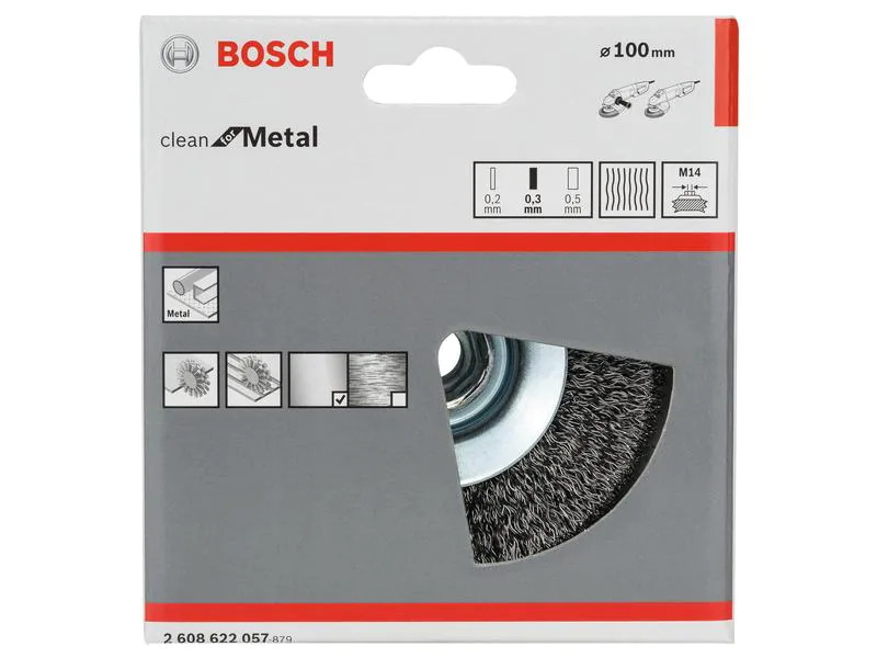 Bosch Professional Kegelbürste gewellter Stahldraht, 10 cm