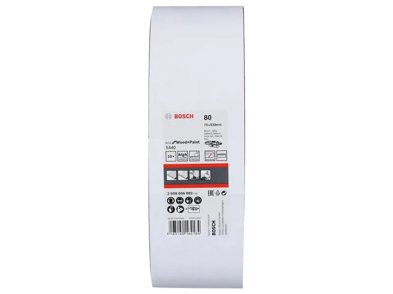 Bosch Professional Schleifband-Set X440 7.5 cm x 53.3 cm, K 80, 10-teilig