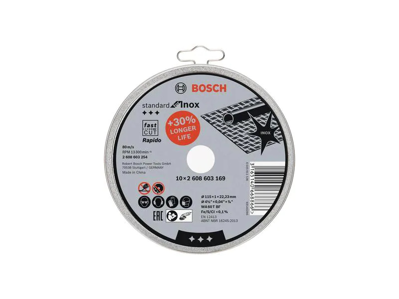 Bosch Professional Trennscheibe gerade 11.5 cm x 1 mm, 10 Stück