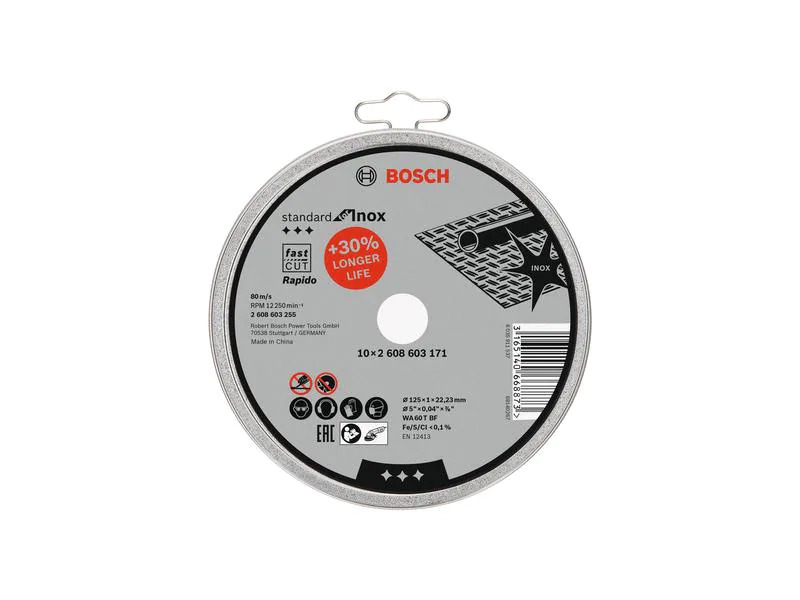 Bosch Professional Trennscheibe gerade 12.5 cm x 1 mm, 10 Stück