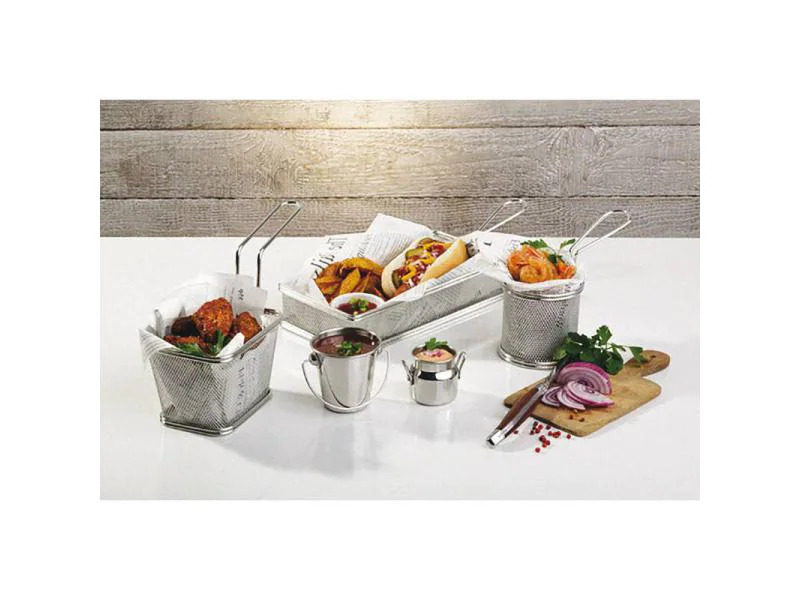 Paderno Servierkorb Pommes Frites 8 cm x 7.5 cm 1 Stück, Silber