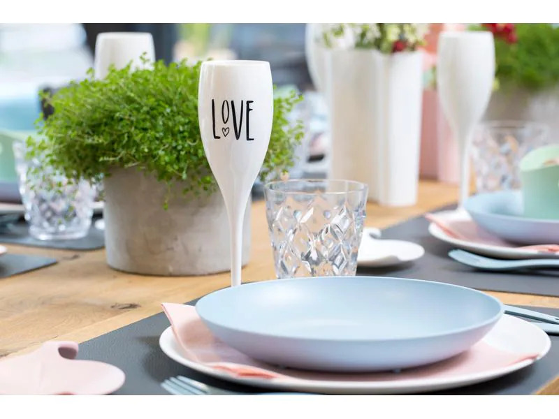 Koziol Sektglas Superglas Love 100 ml, 1 Stück, Weiss