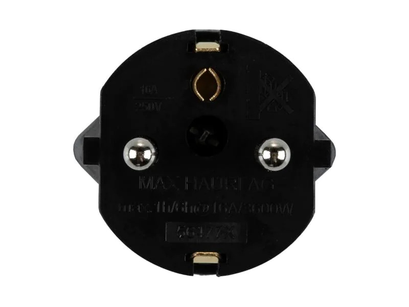 Max Hauri Adapterstecker Schuko Stecker zu T21 Buchse Schwarz