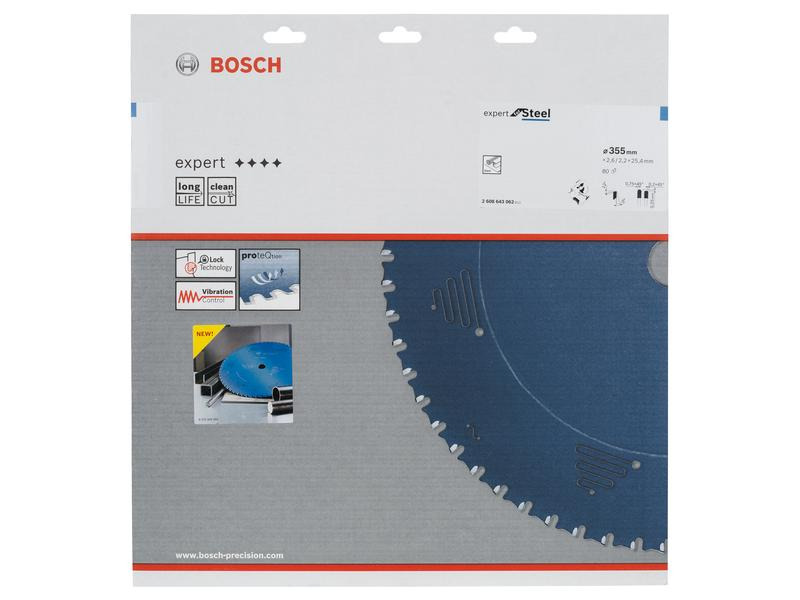 Bosch Professional Kreissägeblatt Expert for Steel, 355 x 25.4 x 2.6 mm, 80