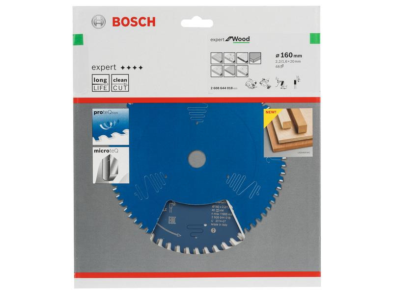Bosch Professional Kreissägeblatt Expert for Wood, 16 cm x 2 cm x 0.22 cm, 48