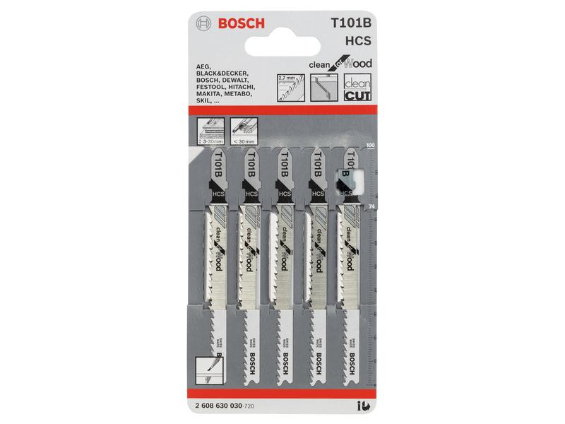 Bosch Professional Stichsägeblätter-Set T 101 B Clean for Wood, 5-teilig