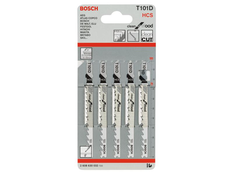 Bosch Professional Stichsägeblätter-Set T 101 D Clean for Wood, 5-teilig