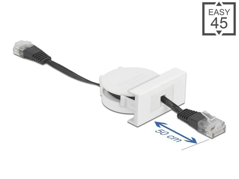 Delock Easy 45 Modul Aufrollkabel Cat 5e, SF/UTP, 0.5 m, Schwarz