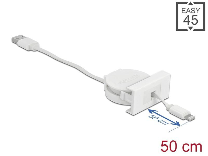 Delock Easy 45 Modul USB 2.0 Ausrollkabel USB A - Lightning 0.5 m