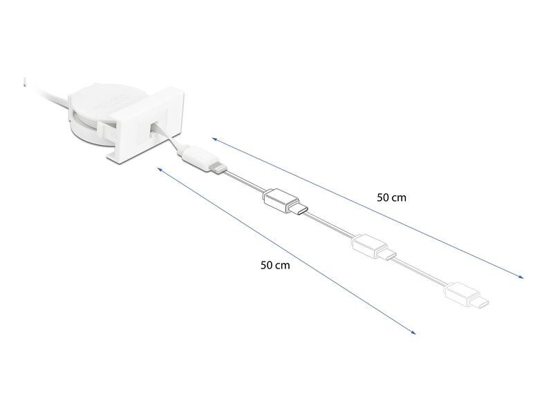 Delock Easy 45 Modul USB 2.0 Ausrollkabel USB A - Lightning 0.5 m