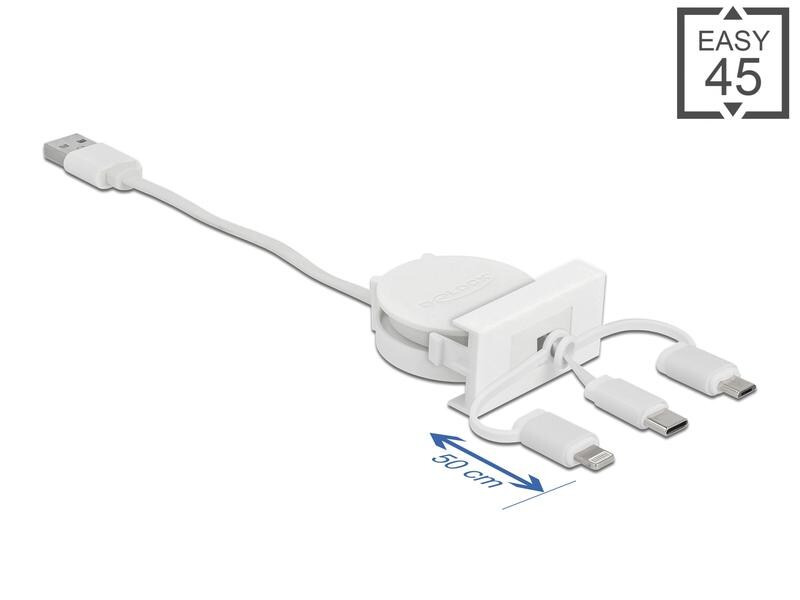 Delock Easy 45 Modul USB A - Lightning/Micro-USB B/USB C 0.5 m