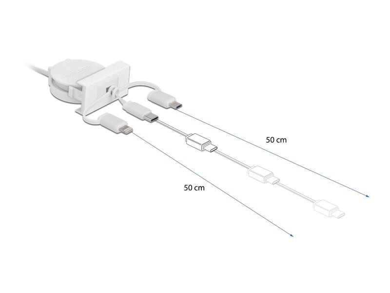 Delock Easy 45 Modul USB A - Lightning/Micro-USB B/USB C 0.5 m