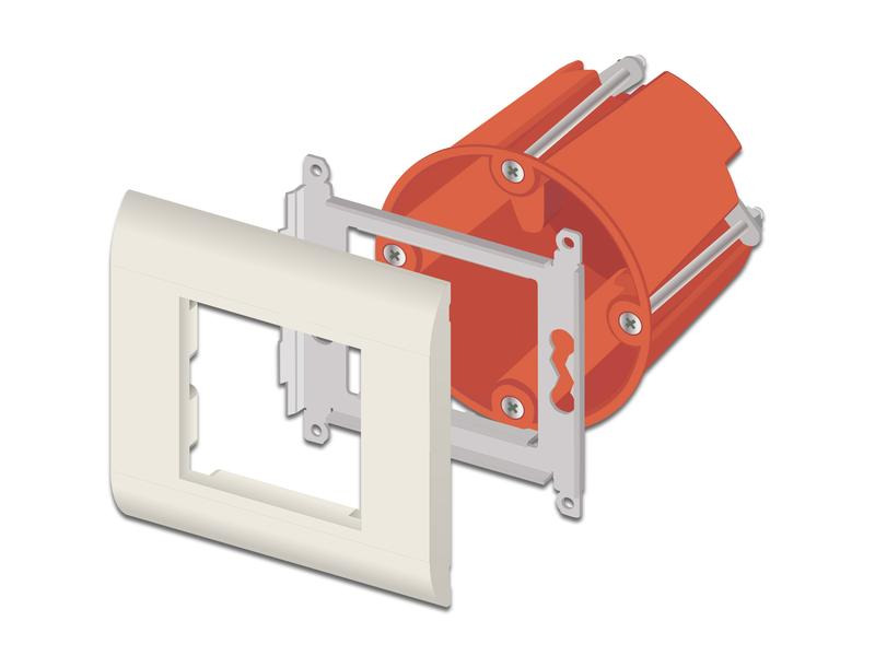 Delock Easy 45 Modulträger mit Abdeckrahmen 80 x 80 mm, Weiss