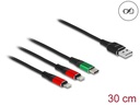 Delock USB-Ladekabel USB A - Lightning/USB C 0.3 m