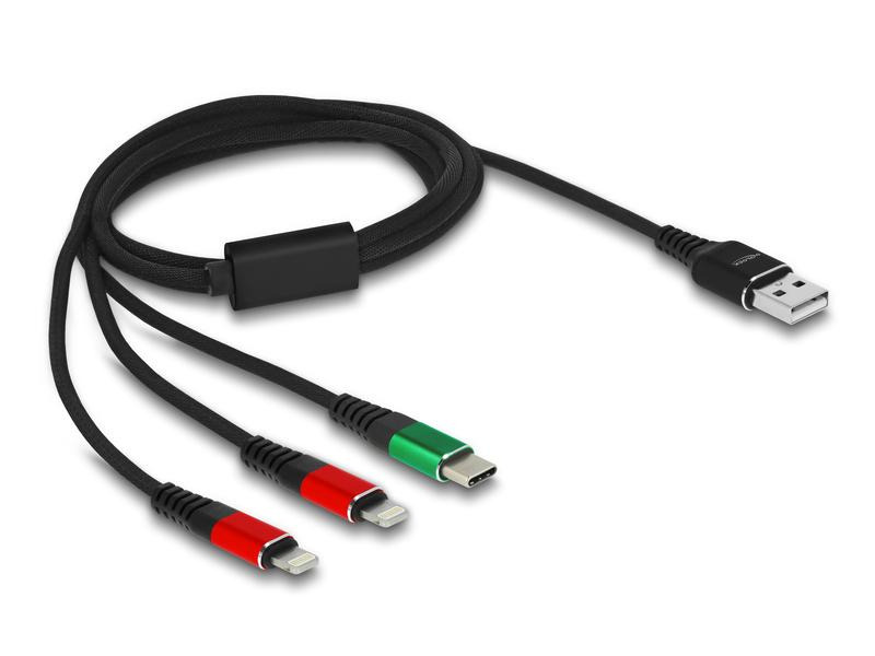 Delock USB-Ladekabel USB A - Lightning/USB C 1 m