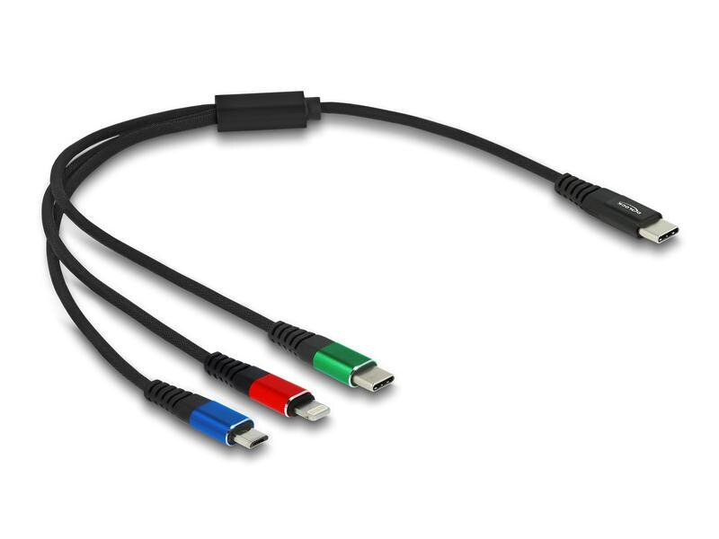 Delock USB-Ladekabel USB C - Lightning/Micro-USB B/USB C 0.3 m